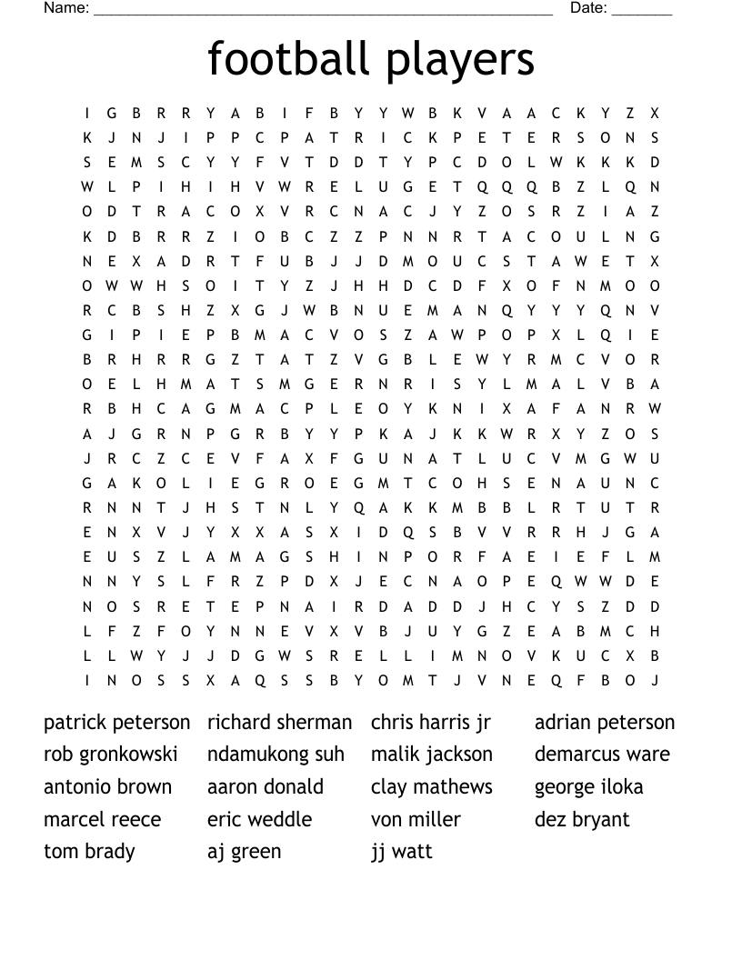 football players Word Search