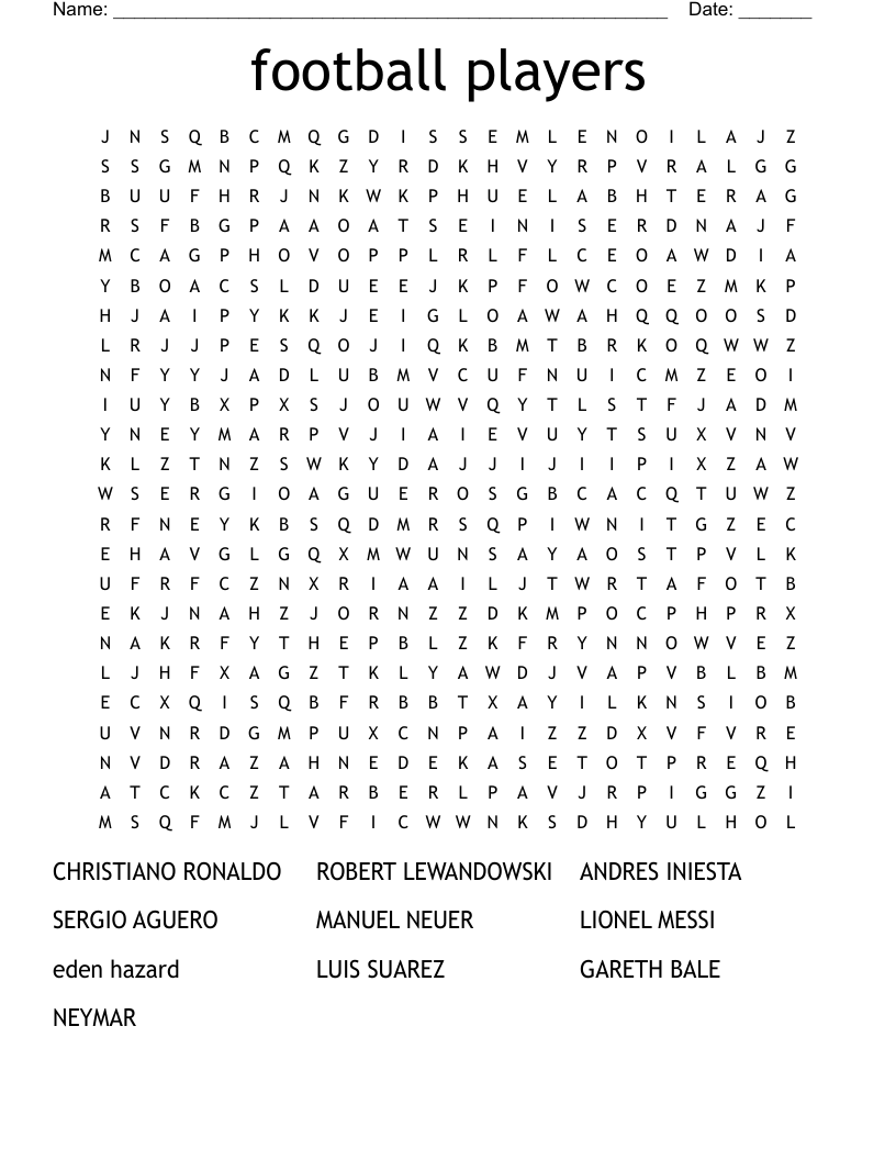 football players  Word Search