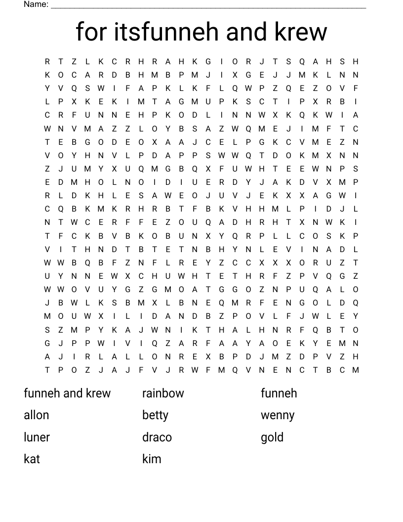 for itsfunneh and krew Word Search