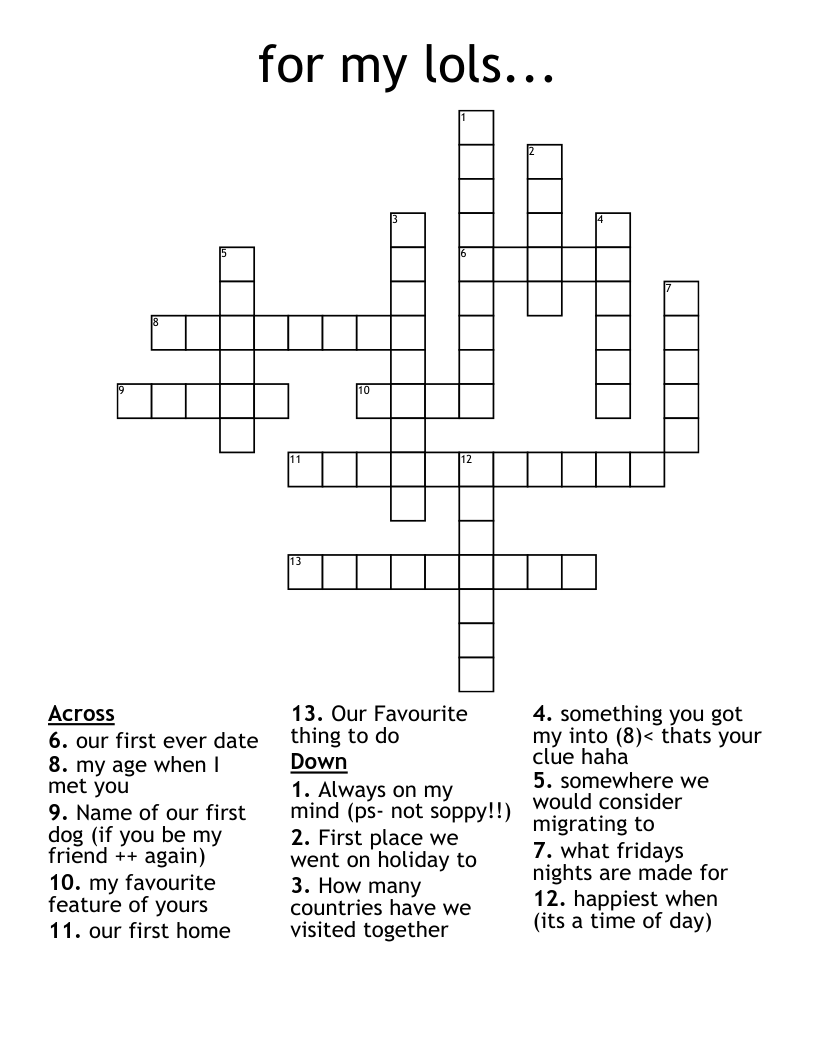 for my lols... Crossword
