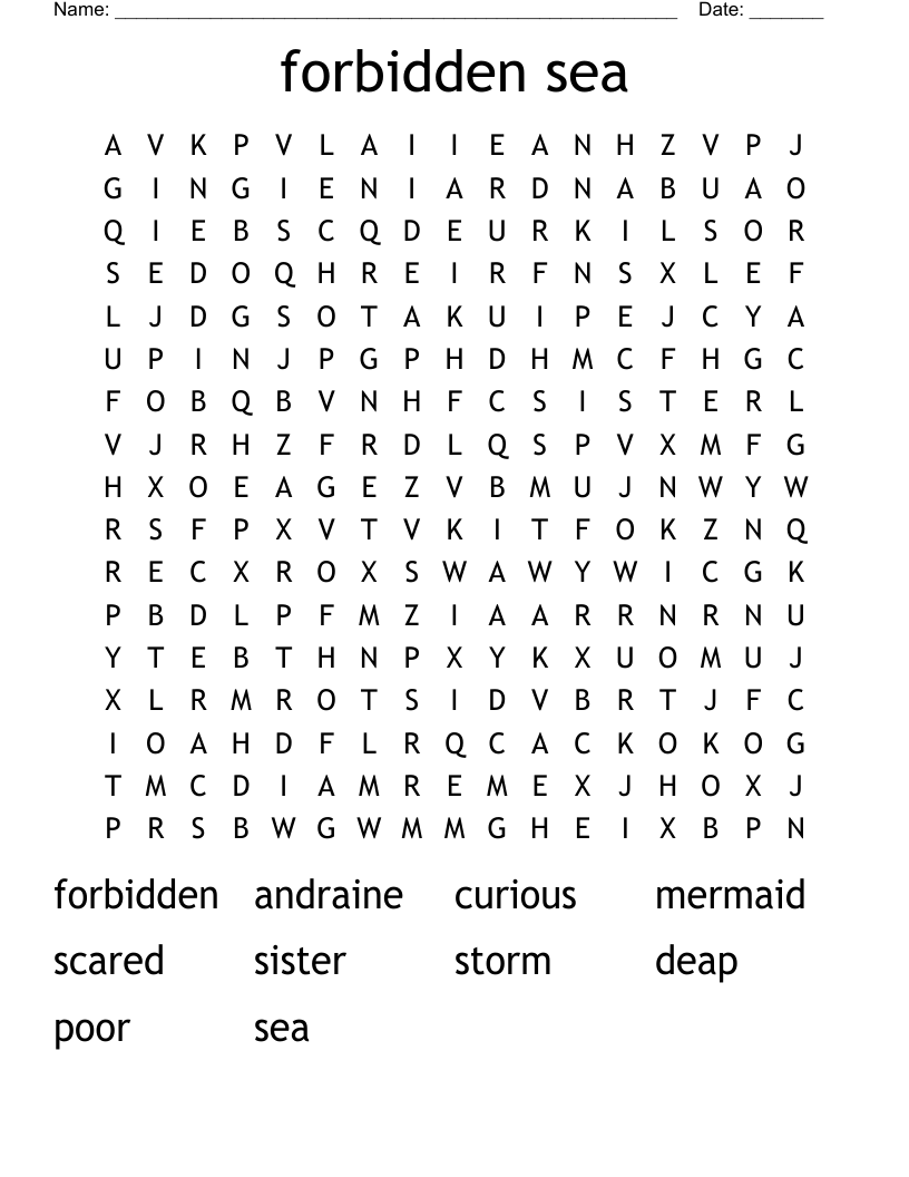 forbidden sea Word Search