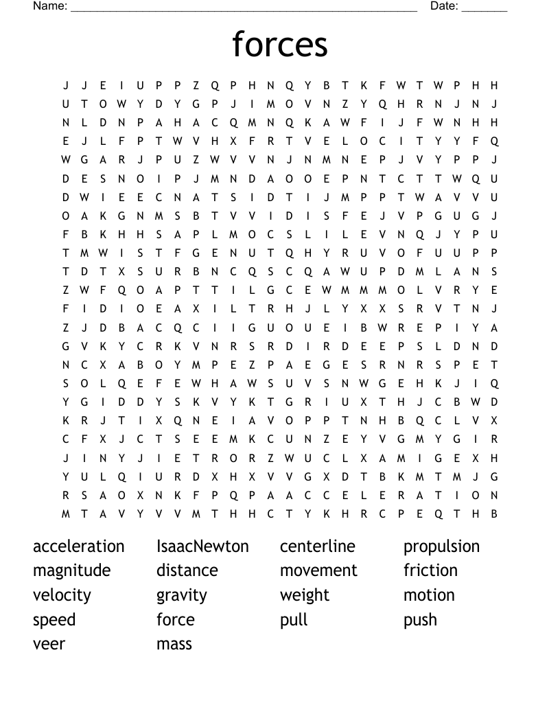 forces Word Search