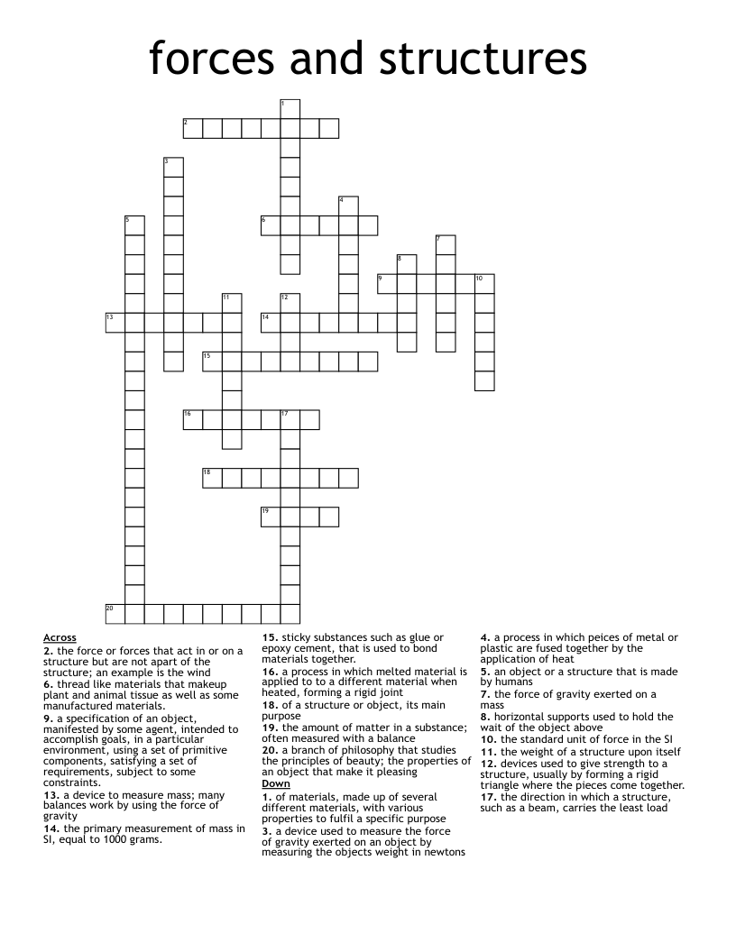 forces and structures Crossword