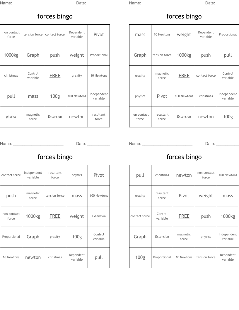 forces bingo
