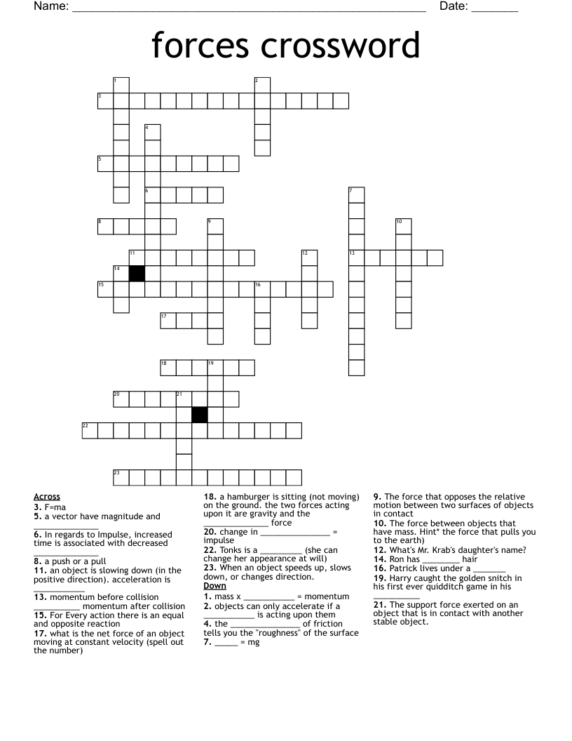 forces crossword