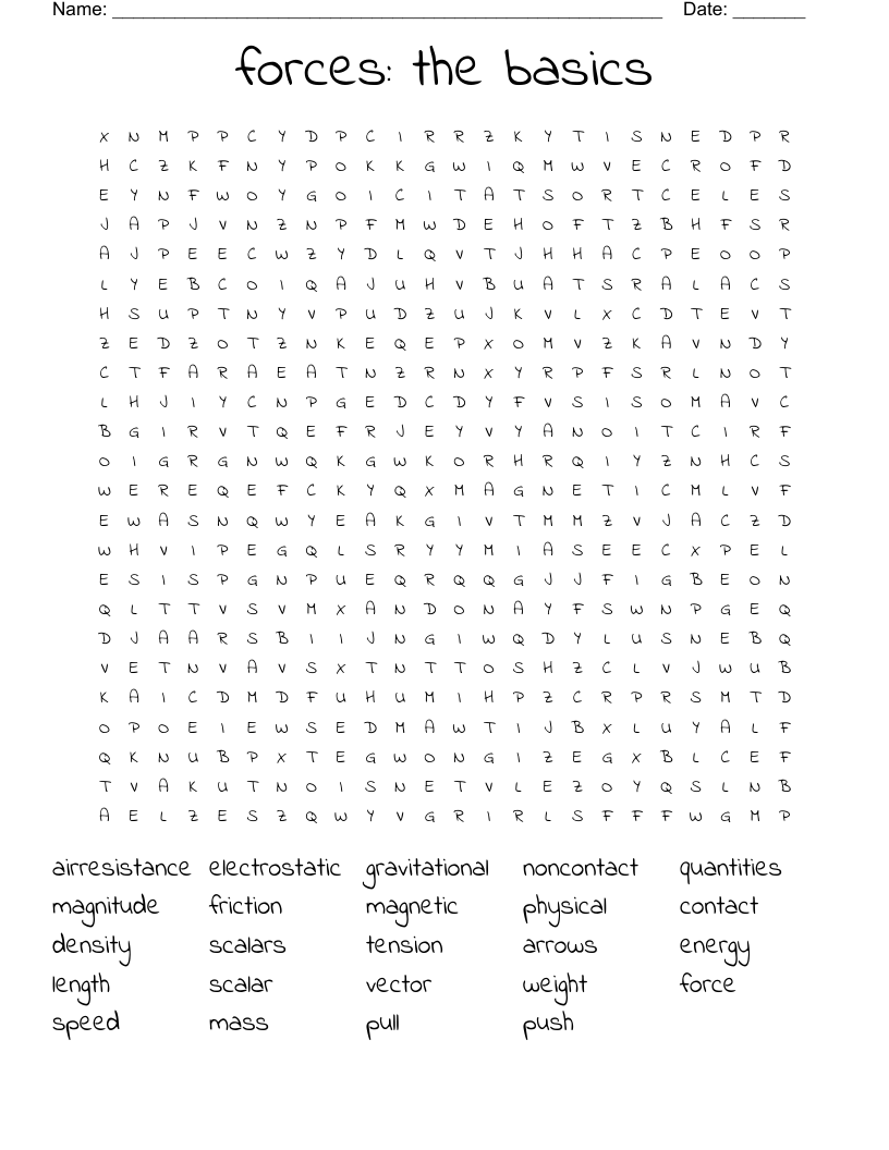 forces: the basics  Word Search