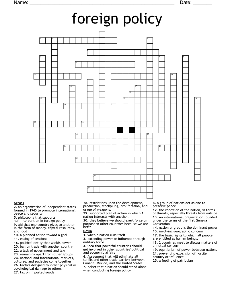 foreign policy Crossword