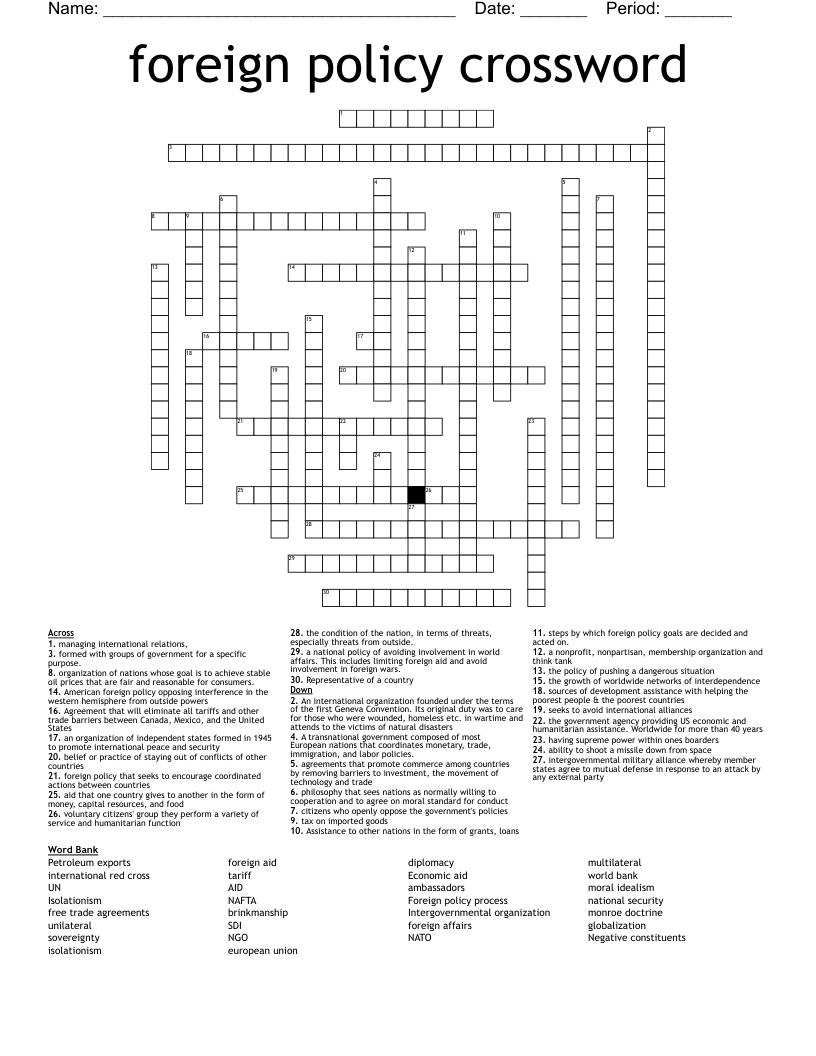 foreign policy crossword