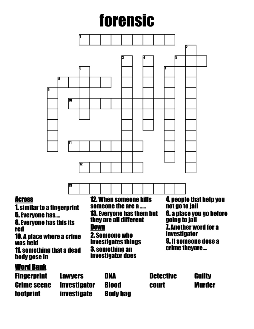 forensic Crossword