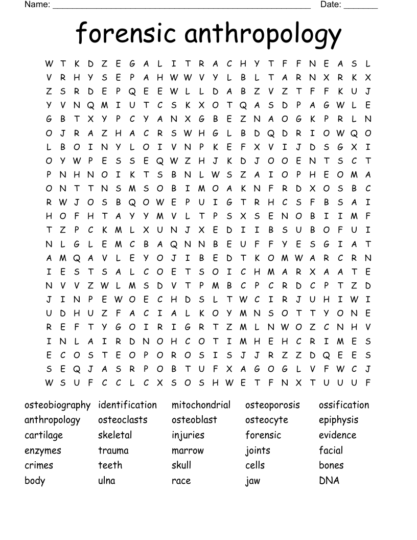forensic anthropology Word Search
