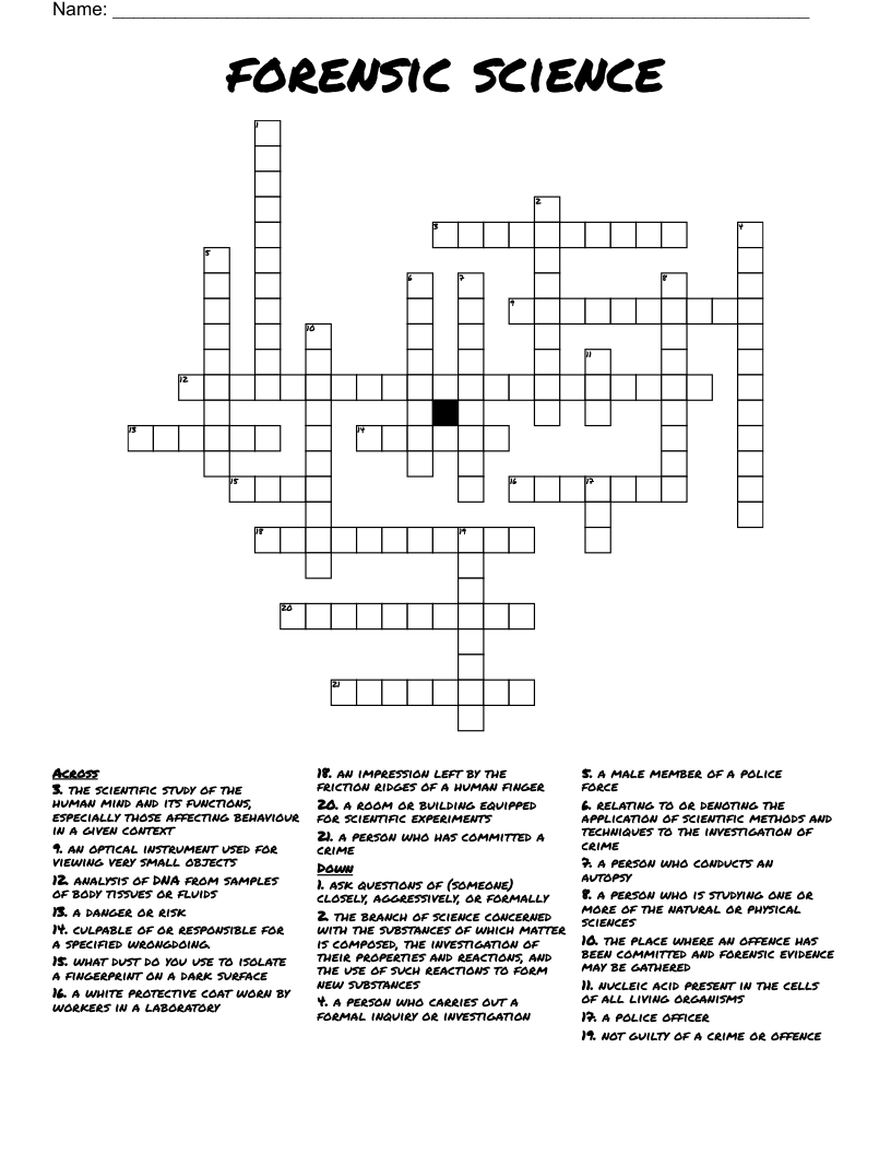 forensic science Crossword