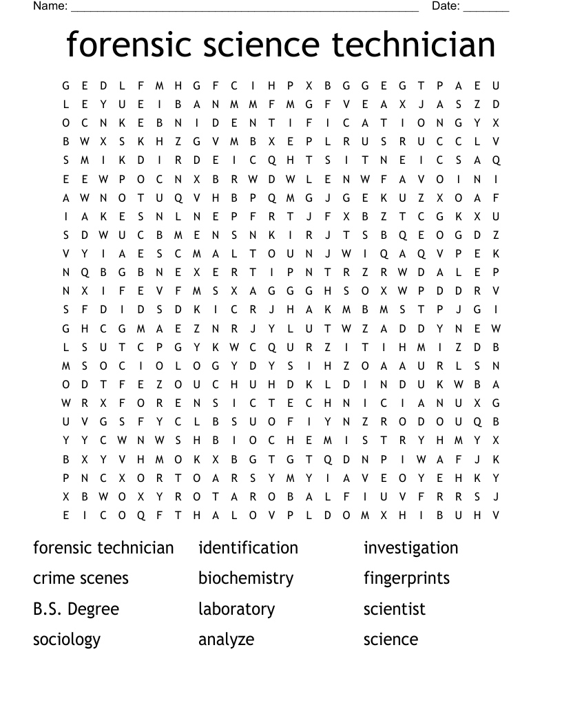 forensic science technician Word Search