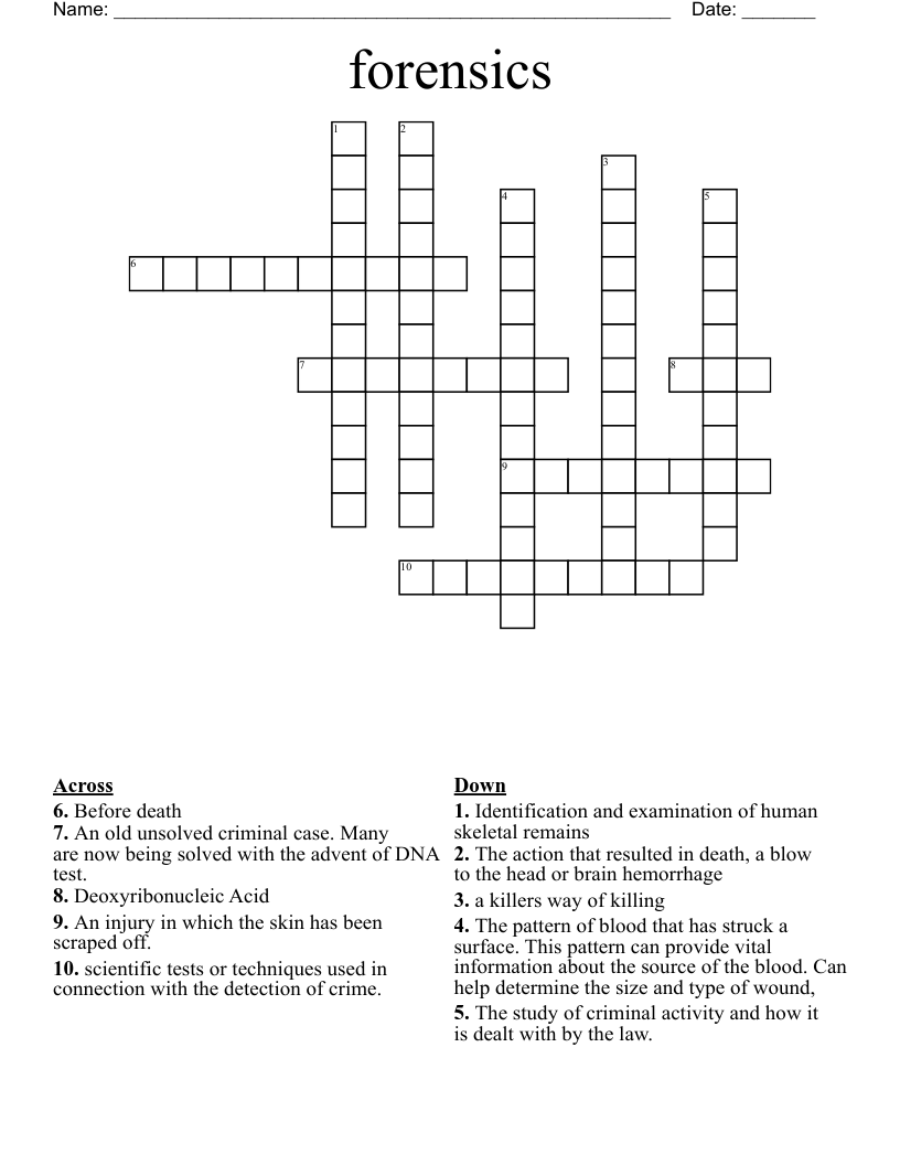 forensics Crossword