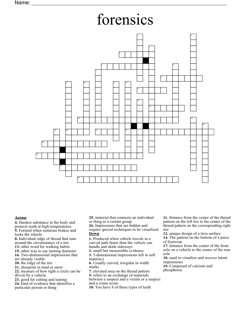 forensics Crossword