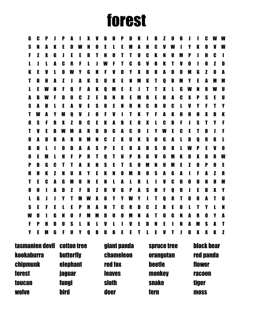 forest Word Search
