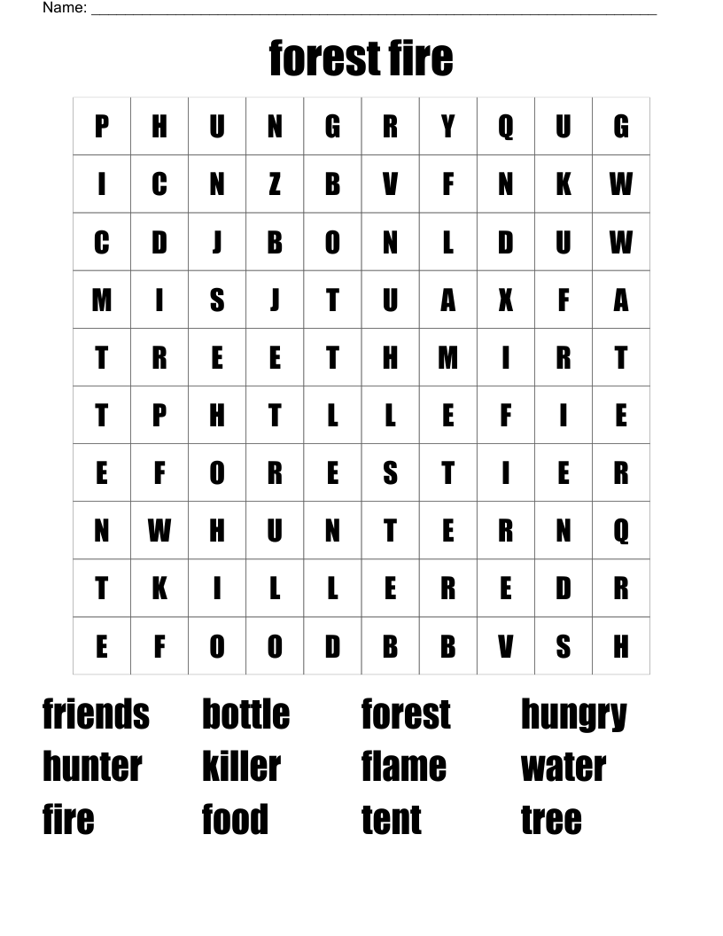 forest fire Word Search