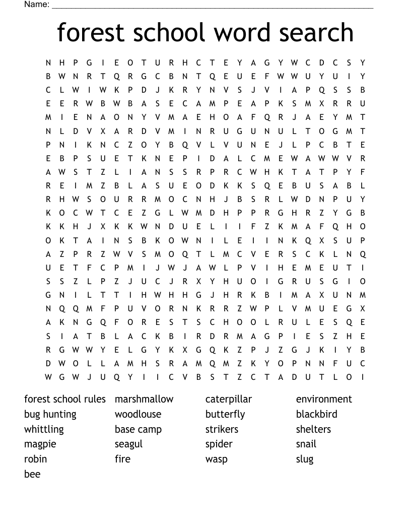 forest school word search