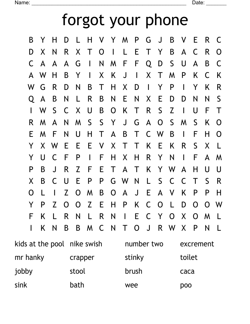 forgot your phone Word Search