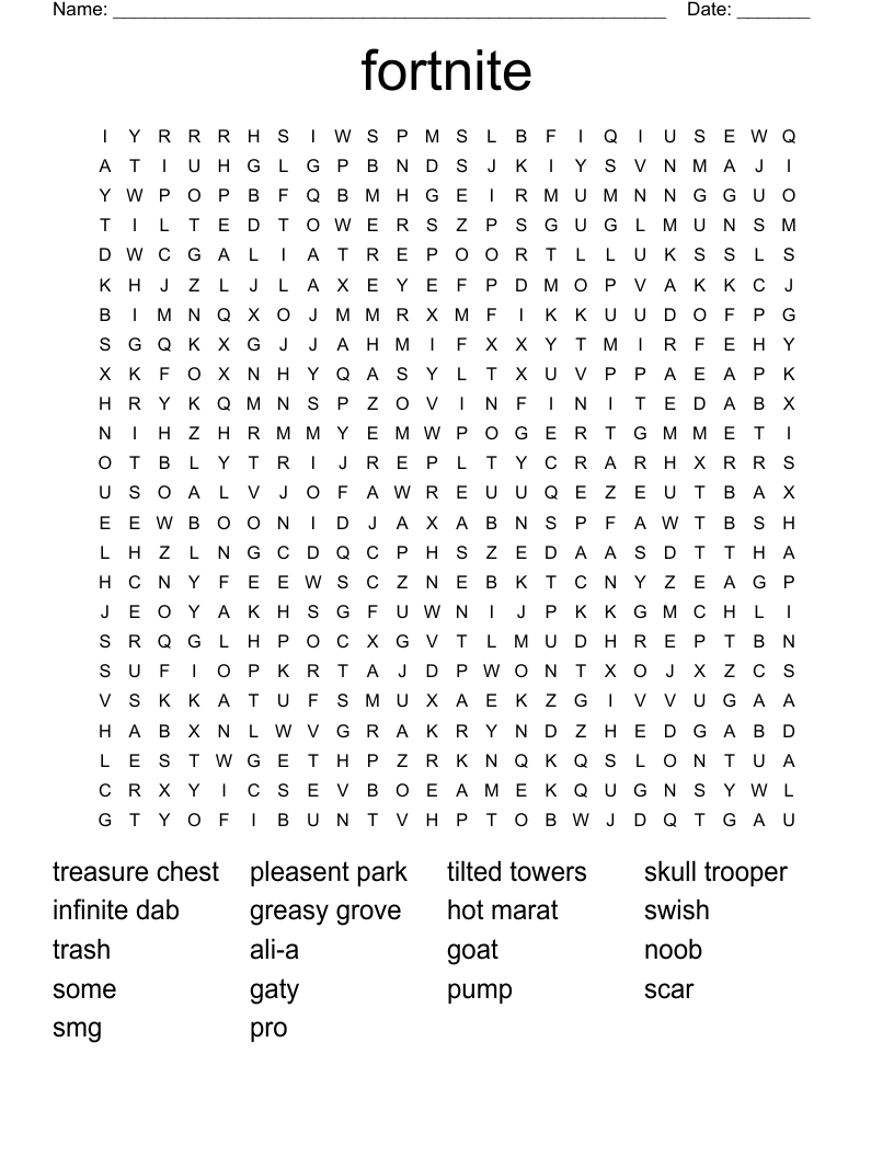 fortnite Word Search