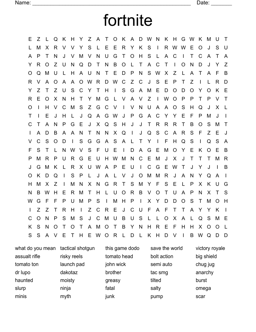 fortnite Word Search