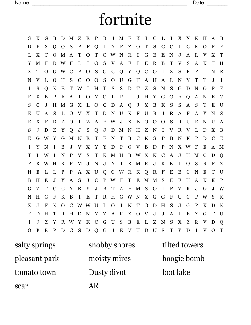 fortnite Word Search