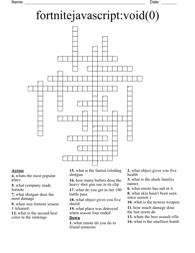 fortnitejavascript:void(0) Crossword