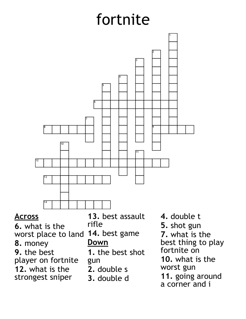 fortnite Crossword