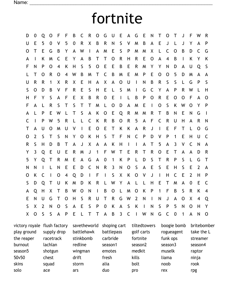fortnite Word Search