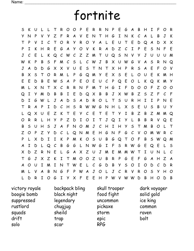 fortnite  Word Search