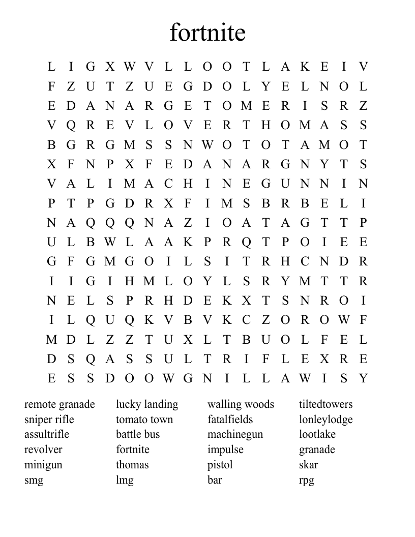 fortnite  Word Search