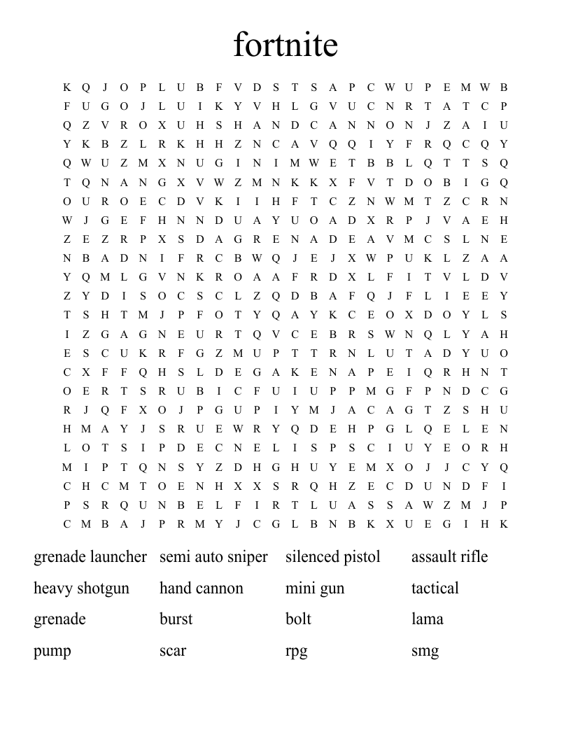 fortnite  Word Search