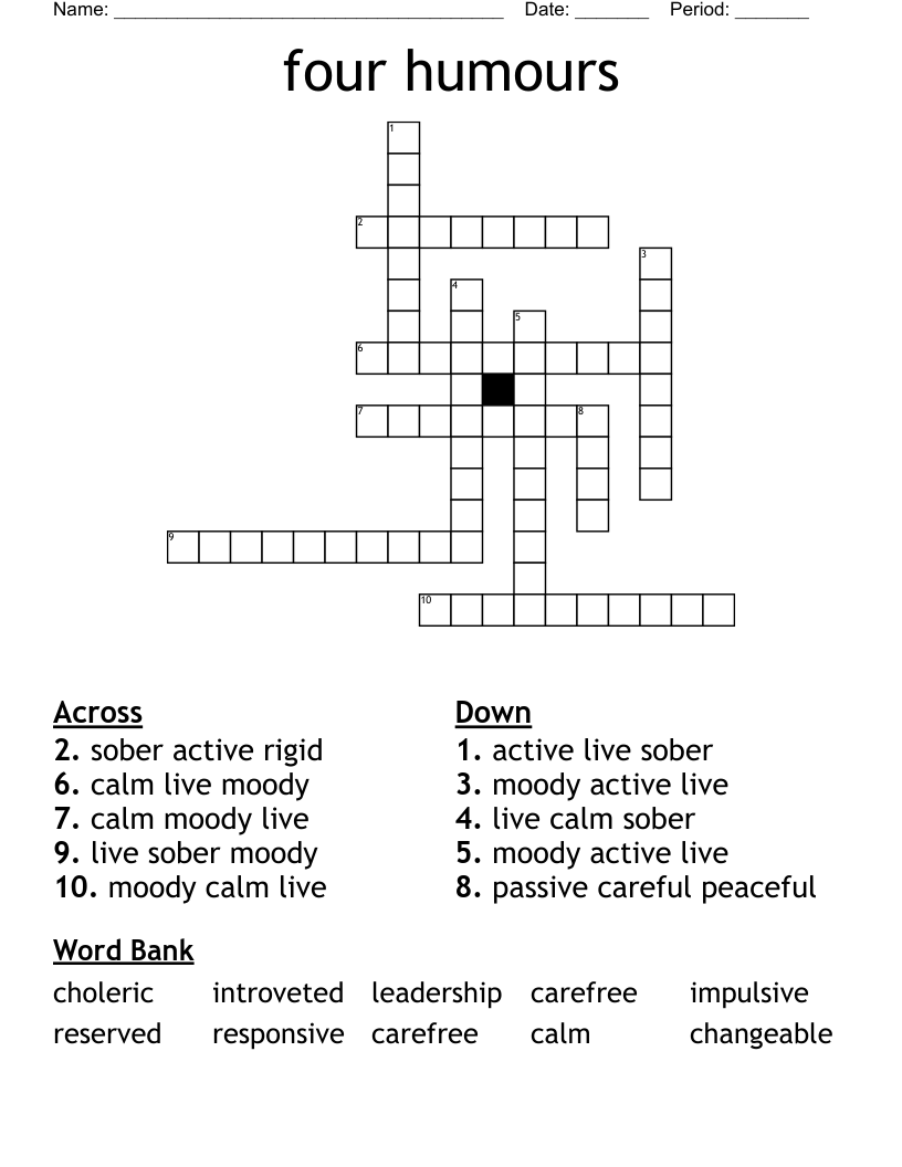four humours Crossword