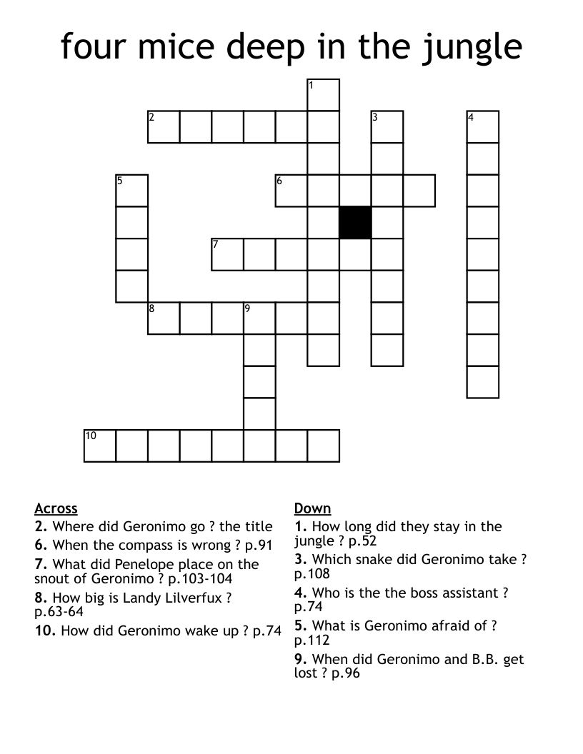 four mice deep in the jungle Crossword