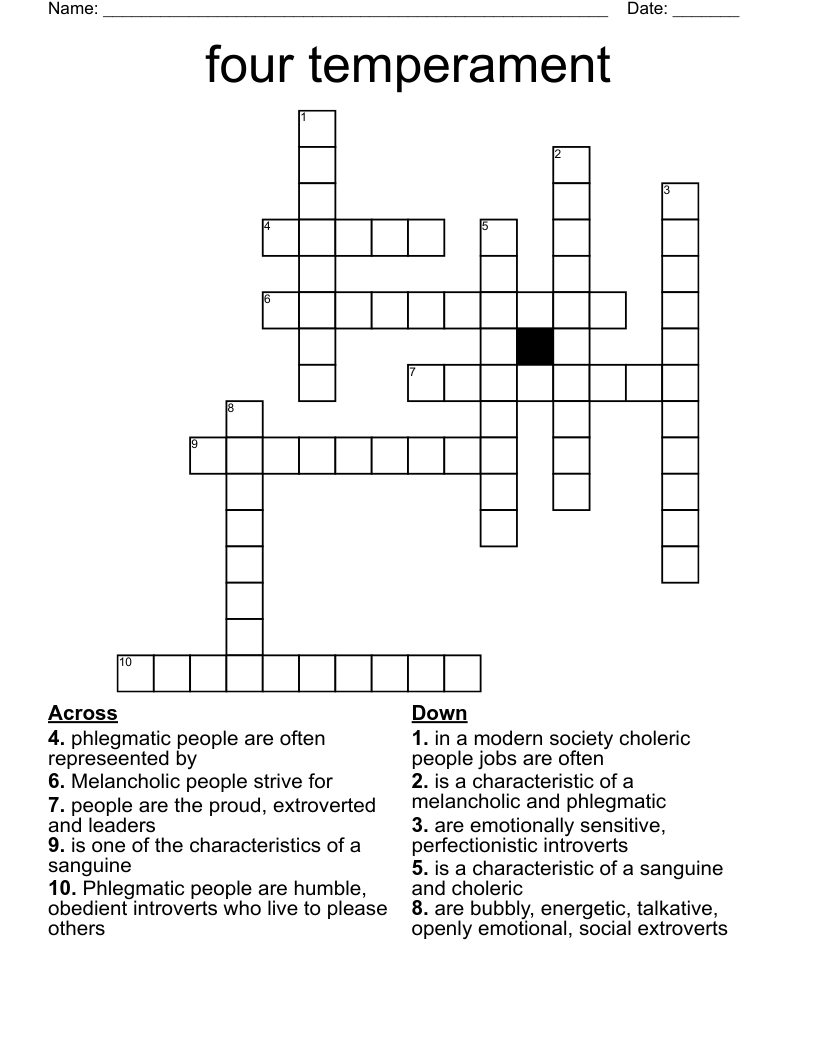 four temperament Crossword