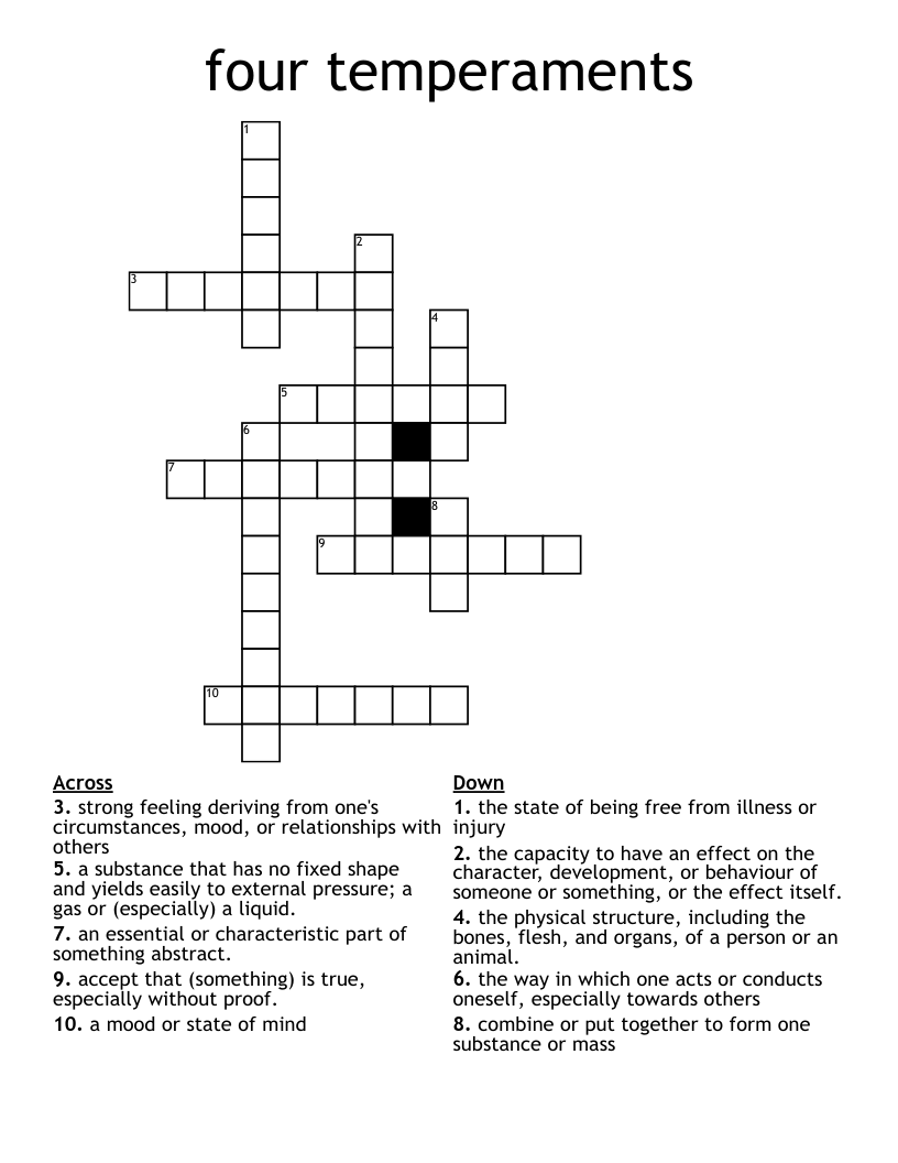 four temperaments Crossword