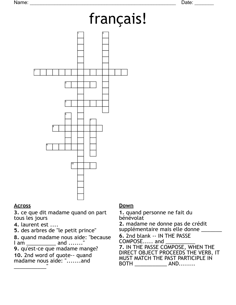 français! Crossword