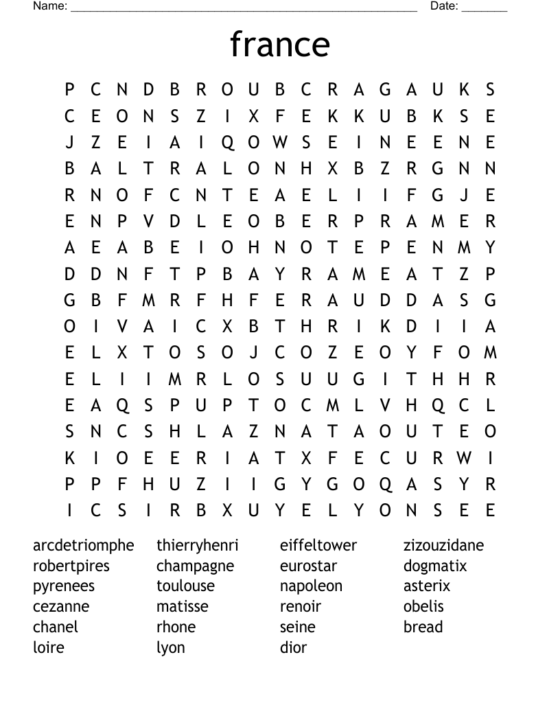 france Word Search