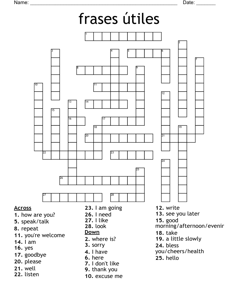 frases útiles Crossword