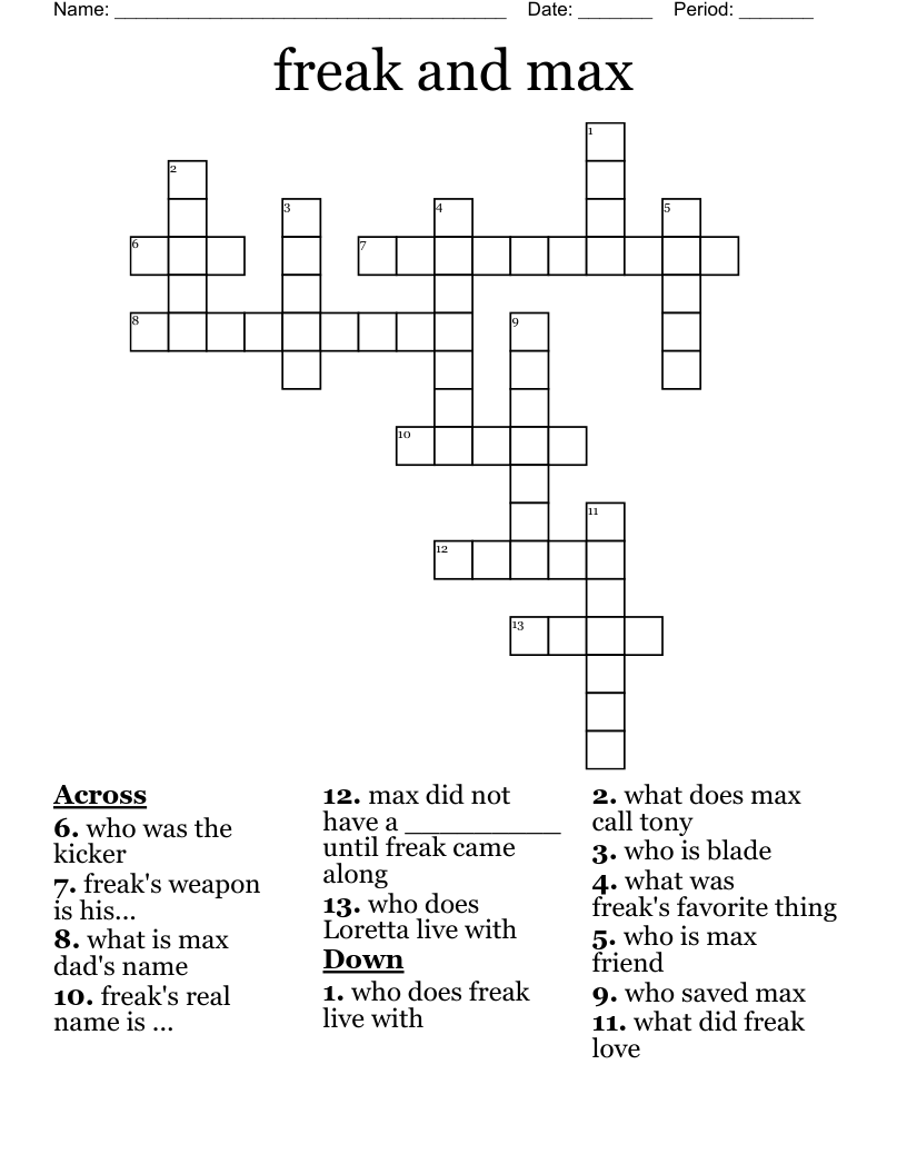 freak and max Crossword