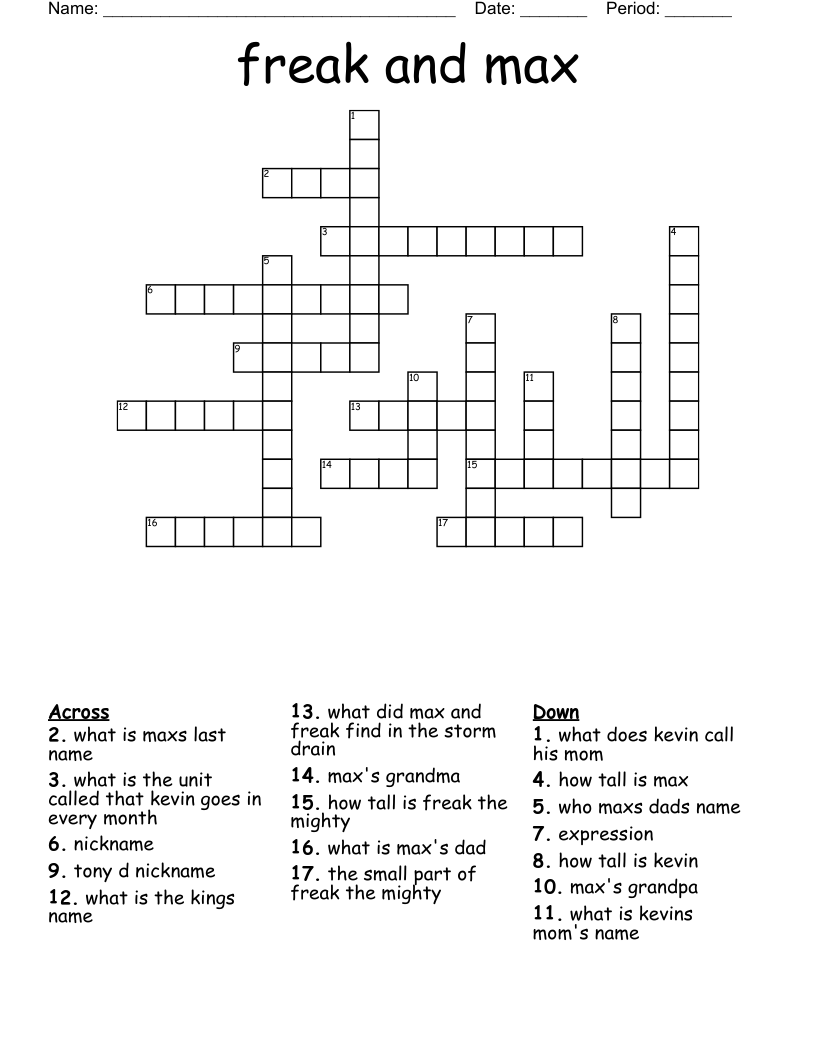 freak and max Crossword