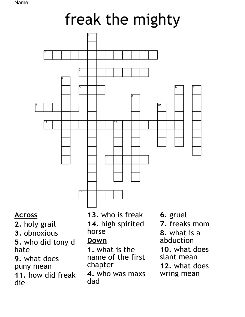 freak the mighty Crossword