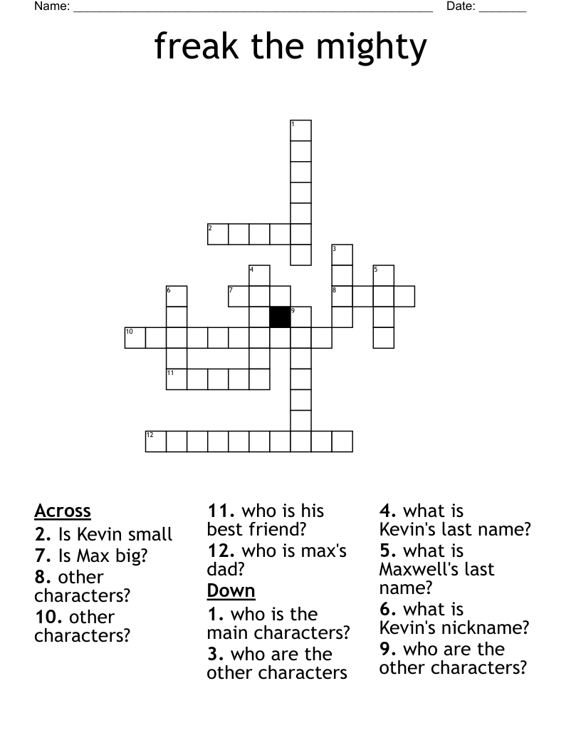 freak the mighty Crossword