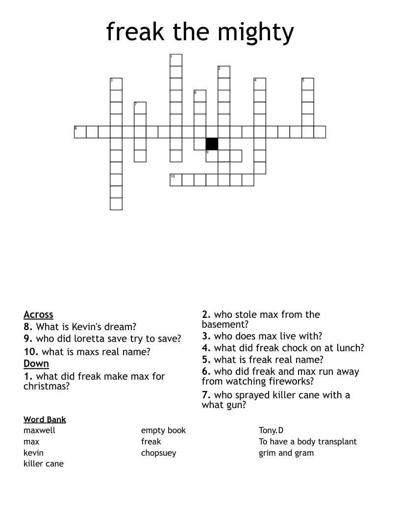 freak the mighty Crossword