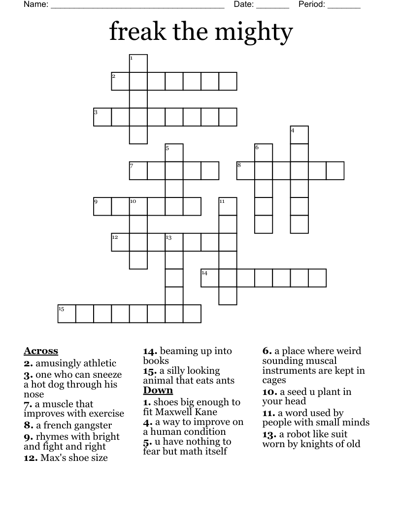 freak the mighty Crossword