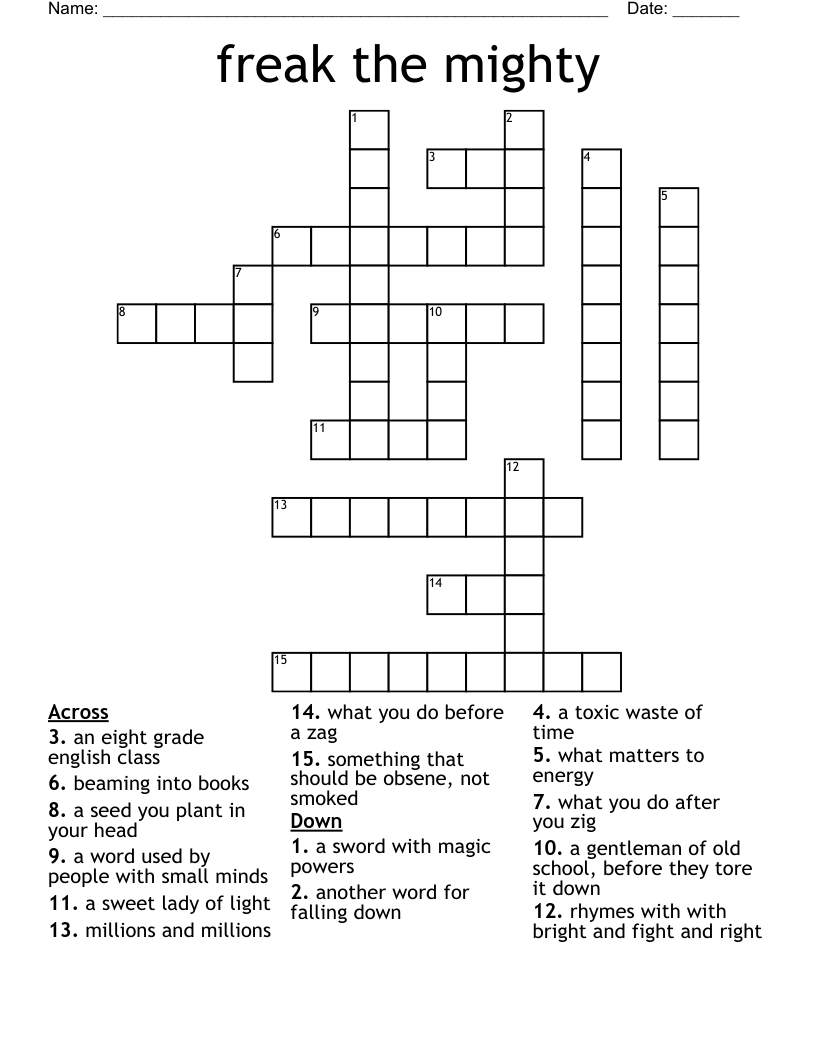 freak the mighty Crossword