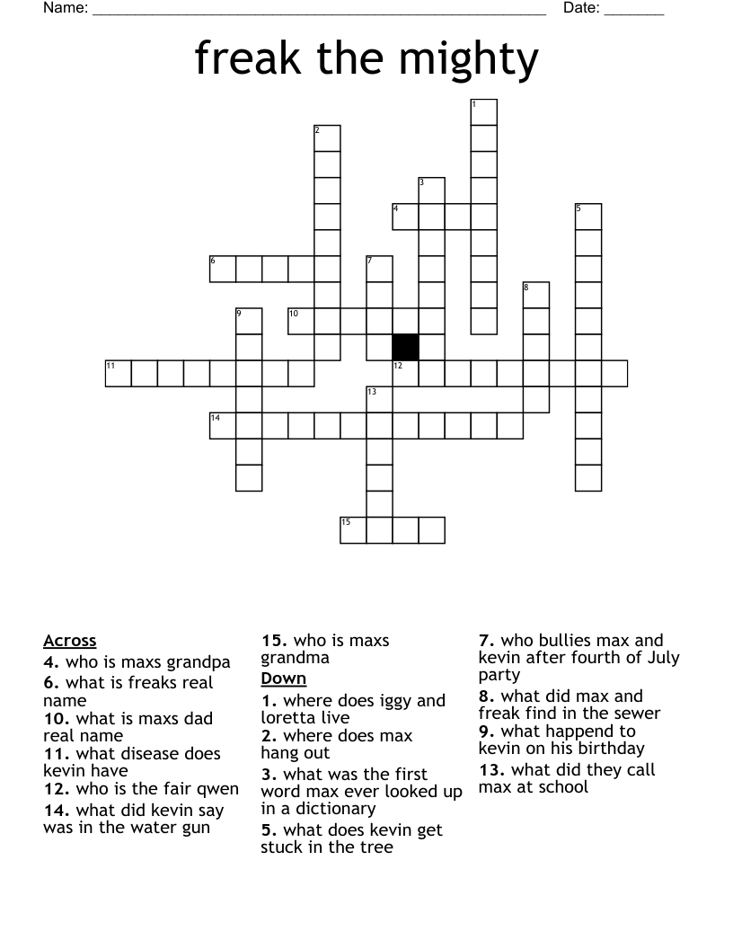 freak the mighty  Crossword