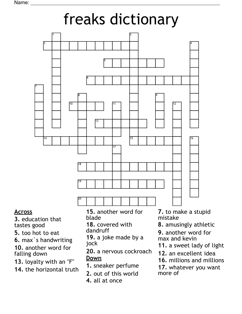 freaks dictionary Crossword