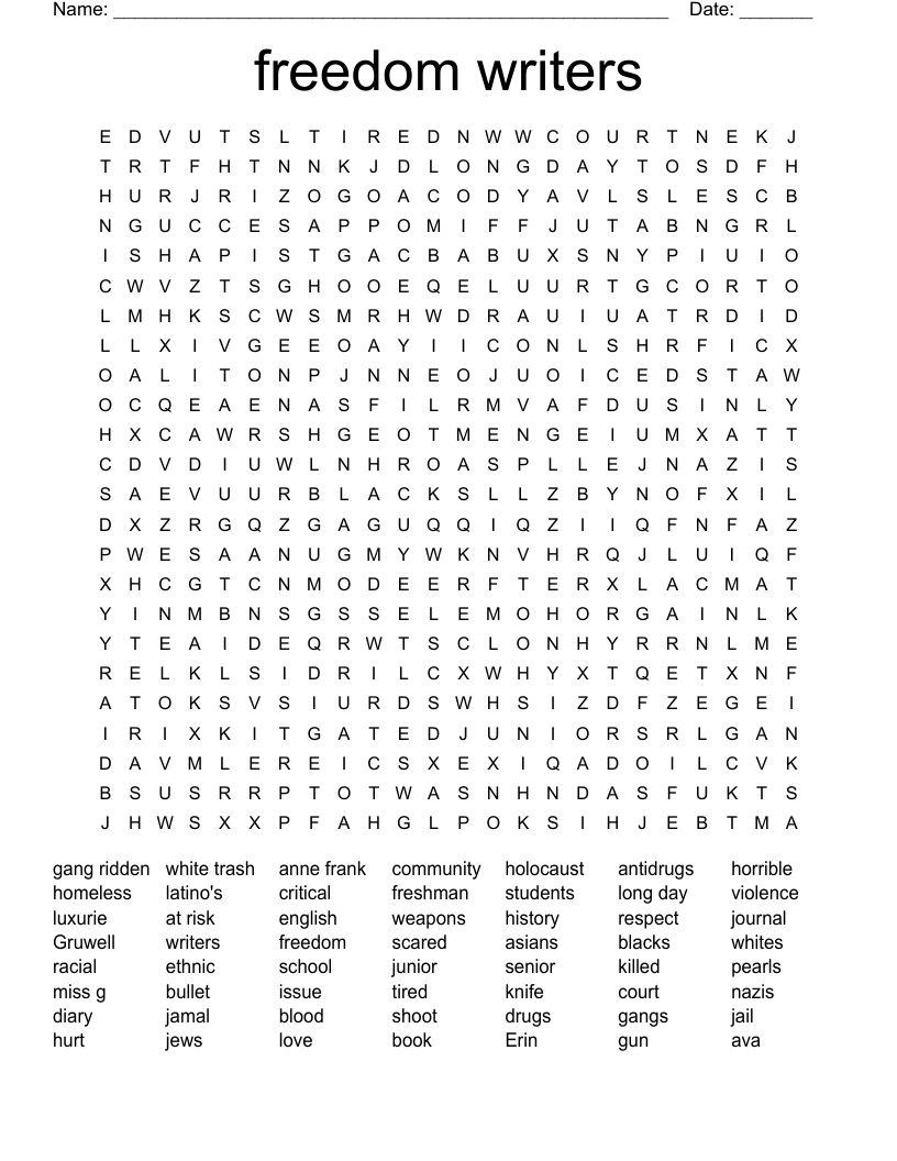 freedom writers Word Search