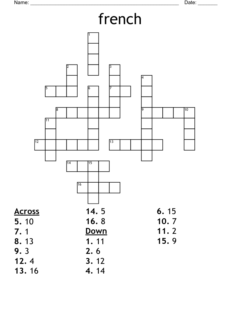 french Crossword