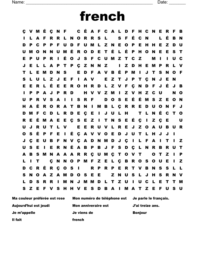 french Word Search
